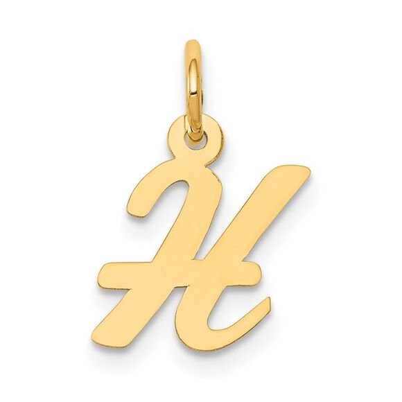 10k Yellow Gold Small Script Initial H Charm - Picture 1 of 4